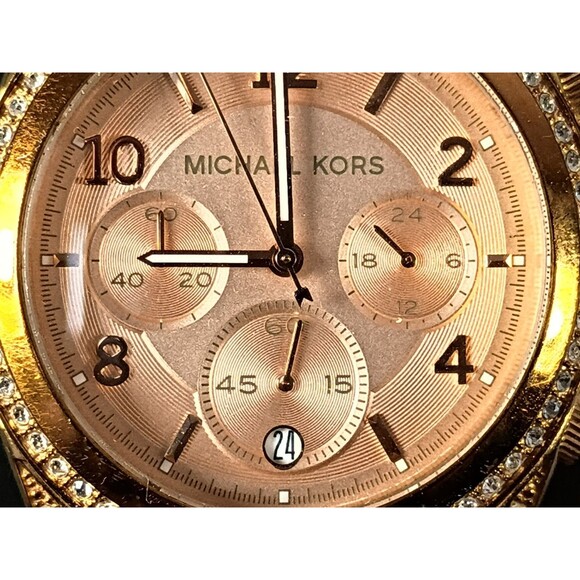 Michael Kors Blair Steel Rose Gold-Tone Dial Crystal Quartz Watch New Battery - Picture 3 of 16